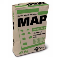 Placo Mortier-colle Mortier Adhésif Pour Plaques De Plâtre Et Isolants - Map Formule+ - Sac De 25.00KG