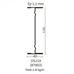 Plafométal Ossature Pour Plafonds Profil En I Longue Portée En Acier Galvanisé - 120MMx40MM L.6.5M